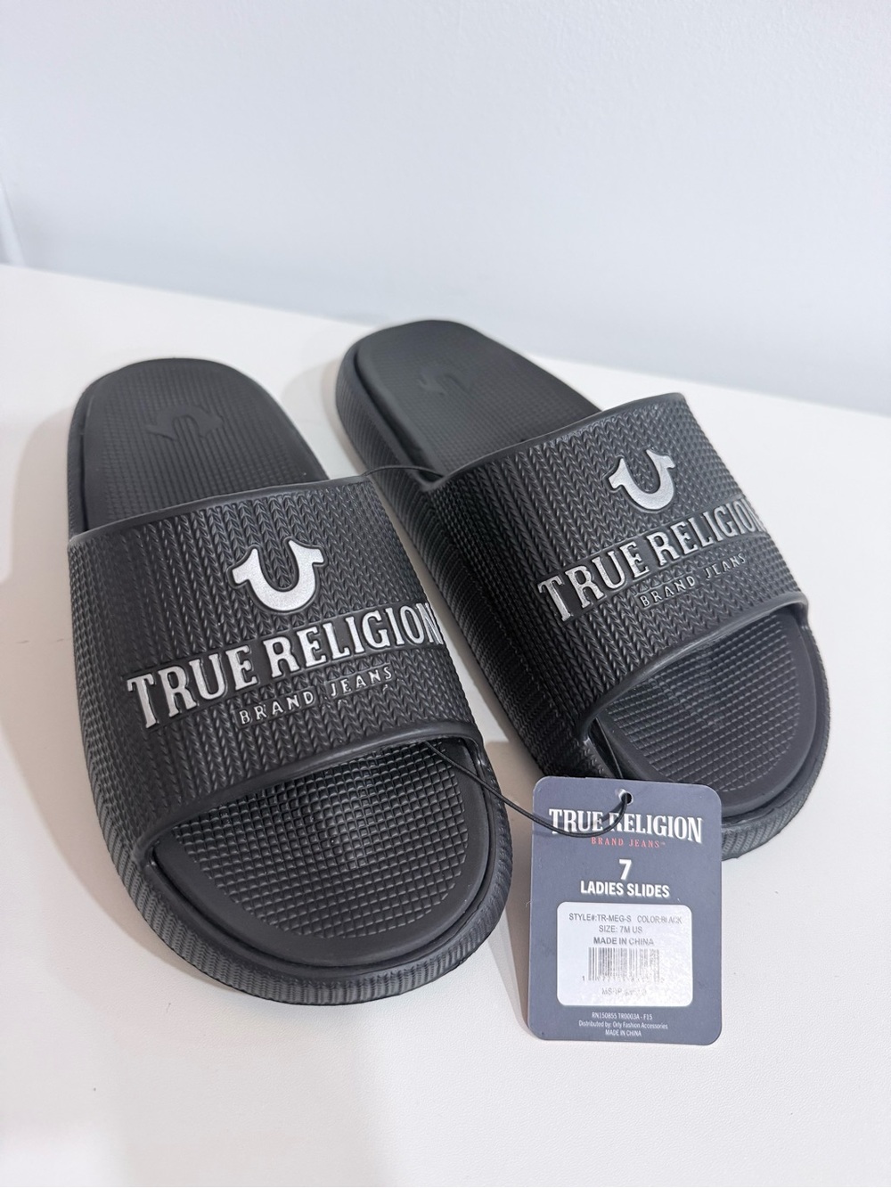 True Religion Black Logo Slide Sandals for Men - Picture 3 of 5